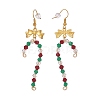 3 Pairs 3 Style Glass Christmas Candy Cane with Alloy Bowknot Dangle Earrings EJEW-JE04971-4