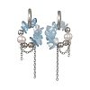 Natural Aquamarine Chips Drop Earrings EJEW-TA00817-03-3