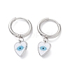 3 Pairs 3 Style Enamel Heart with Evil Eye Dangle Hoop Earrings EJEW-B020-22P-2