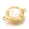 Brass Pave Natural White Shell Flat Round Connector Charms KK-K388-79G-2