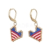 Heart Glass Seed Beaded Leverback Earrings EJEW-MZ00692-3