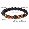 Natural Tiger Eye & Lava Rock & Cubic Zirconia Round Beads Stretch Bracelets for Men Women Round Beads Stretch Bracelets for Men Women FF8165-1-1
