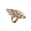 Oval Plastic Imitation Pearl & Rhinestones Finger Rings ZZ6722-5