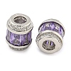Rack Plating Brass Micro Pave Cubic Zirconia European Beads KK-F089-31P-04-2
