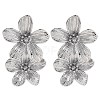 304 Stainless Steel Flower Stud Earrings for Women EJEW-U023-09P-2