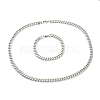 304 Stainless Steel Cuban Link Chain Bracelets & Necklaces Jewelry Sets SJEW-B019-03B-P-2