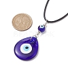 Lampwork Teardrop with Evil Eye Pendant Necklaces NJEW-JN04595-01-4