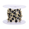 Handmade Alloy Enamel Flat Round Link Chains ENAM-F138-03D-RS-3