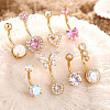 8Pcs 8 Styles 316L Surgical Stainless Steel Cubic Zirconia Heart Butterfly Curved Barbell Belly Rings Sets WG47019-01-1