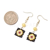 Handmade Glass Seed Beaded Window Lattice Pattern Dangle Earrings EJEW-MZ00560-04-4
