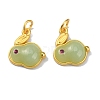 Rabbit Glass Charms GLAA-WH0030-09C-1