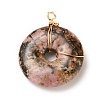 Donut/Pi Disc Natural Gemstone Pendants PALLOY-JF00508-3