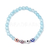4Pcs 4 Colors Cat Eye & Handmade Evil Eye Lampwork Round Beaded Stretch Bracelets for Women BJEW-JB12289-3