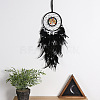 Indian Style Retro Woven Net/Web with Feather Natural Pebble Tree Hanging Decoration PW-WG86379-01-3