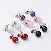 Dangling Natural Gemstone Ear Studs EJEW-JE02186-1