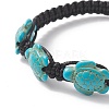 Synthetic Turquoise(Dyed) Tortoise Braided Bead Bracelet for Women BJEW-TA00225-01-2