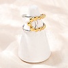 304 Stainless Steel Double Color Cuff Rings RJEW-S635-01GP-16-2