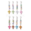 Synthetic Turquoise Cross with Natural Freshwater Shell Nuggets Pendant Decorations HJEW-JM04256-2