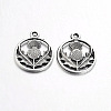 Tibetan Style Alloy Flat Round with Flower Scotland Thistle Pendants LS-TIBEP-24054-AS-FF-1