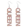 Bling Acrylic Word Queen Dangle Earrings GIPO-PW0001-017O-1