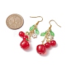 2 Pairs 2 Style Cherry & Strawberry Glass Dangle Earrings EJEW-JE05729-3