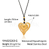 Elegant 304 Stainless Steel Heart Pendant Black Cord Necklaces for Women BE2409-1-1