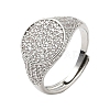 Brass Micro Pave Cubic Zirconia Cuff Rings for Women RJEW-A069-13P-03-4