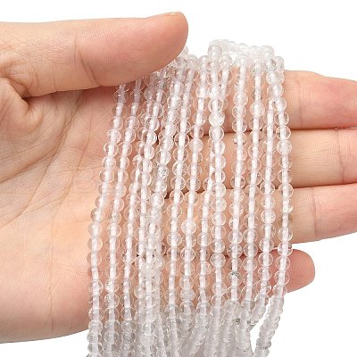 Natural Quartz Crystal Round Beads Strands X-G-J303-01-4mm-1