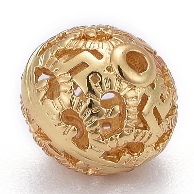 Brass Filigree Beads KK-P192-02G-1