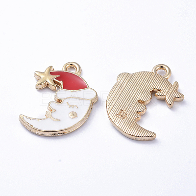 Golden Plated Alloy Enamel Pendants ENAM-D040-A02-G-1