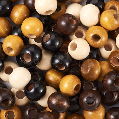 100Pcs 5 Colors Wooden Beads WOOD-CD0001-13-1