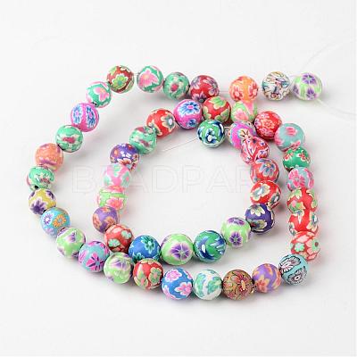 8mm Mixed Handmade Polymer Clay Round/Ball Beads X-FIMO-8D-1