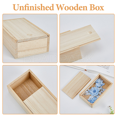 Rectangle Unfinished Wood Gift Storage Box CON-WH0094-38A-1