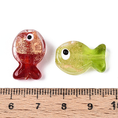 Handmade Gold Foil Glass Beads Strands FOIL-N032-01-1