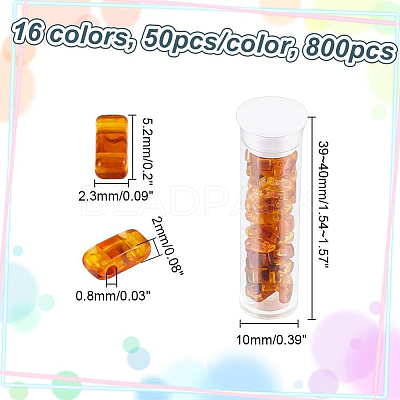 672~800pcs 16 Colors Opaque Acrylic Slide Charms OACR-NB0001-48-1