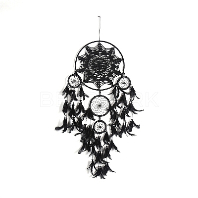 Iron Woven Web/Net with Feather Pendant Decorations PW-WG60818-01-1
