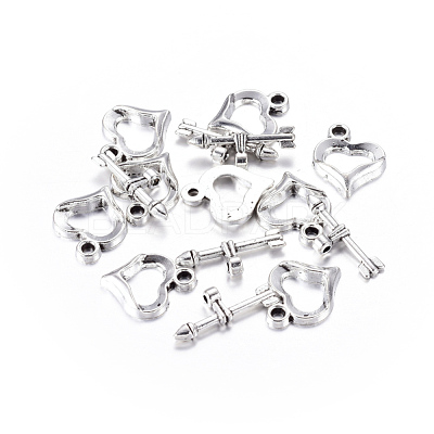 Tibetan Style Alloy Heart Toggle Clasps X-LF1109Y-NF-1