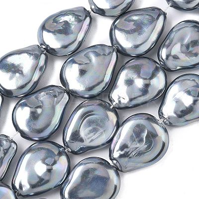 Electroplate Opaque Glass Imitation Pearl Strands EGLA-D302-02A-1