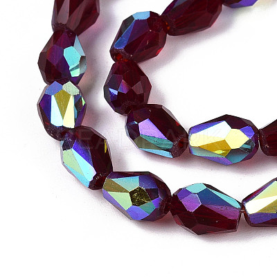 Transparent Electroplate Glass Beads Strands EGLA-N023-6x8mm-A10-1