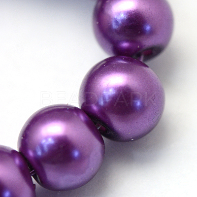 Baking Paint Pearlized Glass Pearl Round Bead Strands X-HY-Q003-6mm-37-1