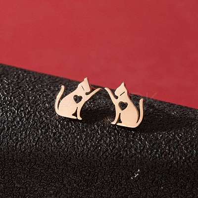 Stainless Steel Small Animal Stud Earrings for Women PW-WG5B49B-35-1