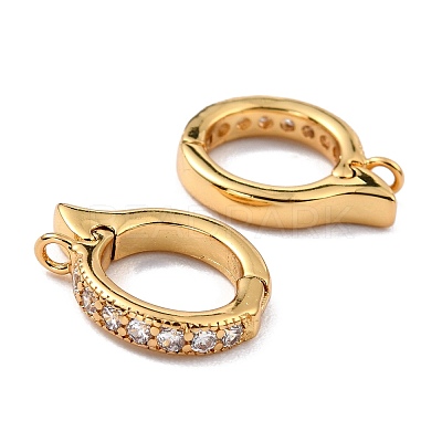 Brass Micro Pave Clear Cubic Zirconia Hoop Earring Findings ZIRC-I054-10G-1
