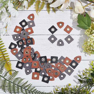 90Pcs 3 Style PU Leather with Iron Grommet Eyelet Findings FIND-GF0003-07-1