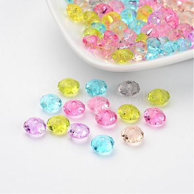 Transparent Acrylic Faceted Rondelle Beads X-PL408Y-1