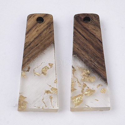 Transparent Resin & Walnut Wood Pendants X-RESI-S358-59-A01-1