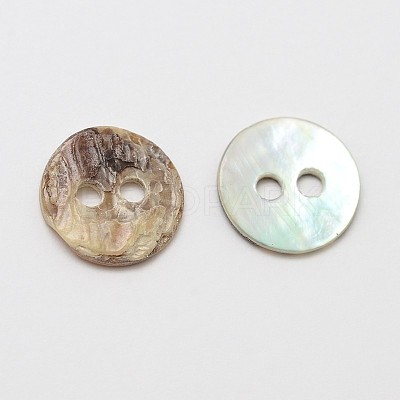 2-Hole Flat Round Mother of Pearl Buttons SHEL-N033-06-9mm-1
