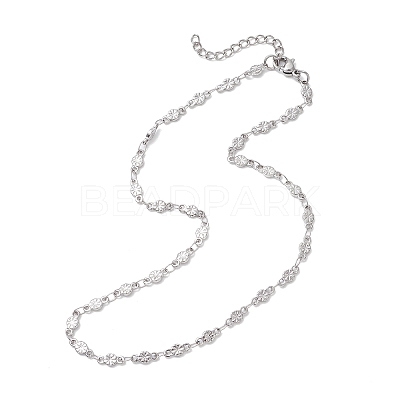 304 Stainless Steel Flower Link Chain Necklaces for Women NJEW-JN05587-1