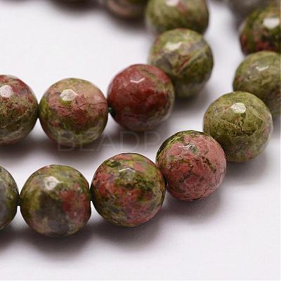 Natural Unakite Beads Strands G-D840-45-8mm-1