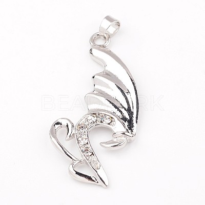 Swan Alloy Rhinestone Pendants PALLOY-L198-01P-1