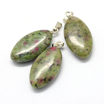 Horse Eye Dyed Natural Ruby in Zoisite Pendants G-Q363-03-1